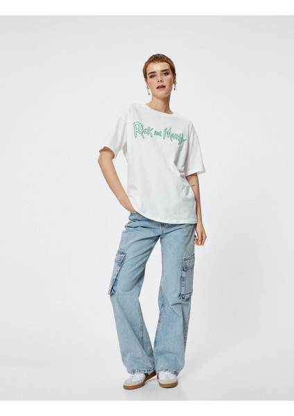 Rick And Morty Tişört Arkası Baskılı Kısa Kollu Bisiklet Yaka Pamuklu Lisanslı