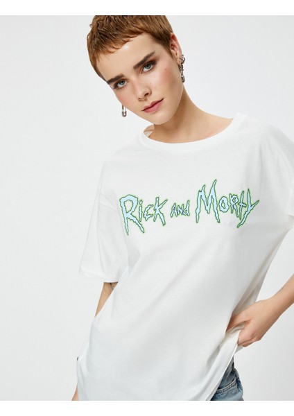Rick And Morty Tişört Arkası Baskılı Kısa Kollu Bisiklet Yaka Pamuklu Lisanslı fiyatları