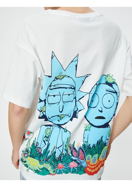 Rick And Morty Tişört Arkası Baskılı Kısa Kollu Bisiklet Yaka Pamuklu Lisanslı indirimleri