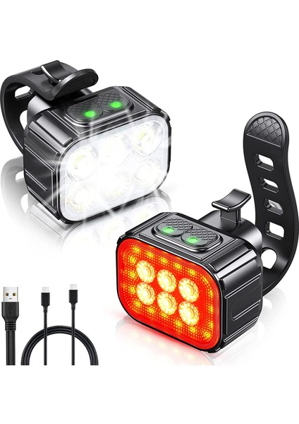 Bisiklet Işık Seti Süper Parlak, Bisiklet USB Şarj Edilebilir LED Işık, Gece Sürüşü Için Bisiklet Işık, Bisiklet Ön ve Arka Işık (Yurt Dışından)