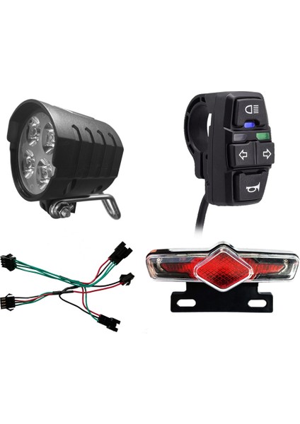 Bisiklet Ön ve Ebike Arka Işık Seti Girişi 36V 48V 52V 60V DK336 Işık Korna Torna Anahtarı E-Bisiklet Işık (Yurt Dışından)