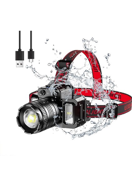 Yetişkinler Için LED Kafa Işık Şarj Edilebilir Kafa Işık, Balıkçılık Için 360 ° Ayarlanabilir Açı Far El Feneri Hareket Sensörü (Yurt Dışından)