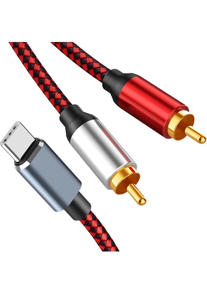 USB C - 2 Rca Ses Kablosu Tip C Erkek - 2 Rca Erkek Ses Kablosu Tablet Hoparlör Amplifikatör Tv, 1 M (Yurt Dışından)