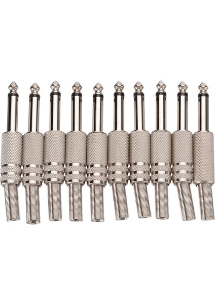 6.35MM Mono Amplifikatör Fişi 1/4 Inç Erkek Mono Mono Jack Ses Fişi Mikrofon 10 Adet (Yurt Dışından)