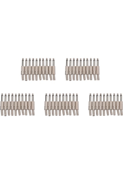 6.35MM Mono Amplifikatör Fişi 1/4 Inç Erkek Mono Mono Ses Kablosu Konektörü Fişi Mikrofon 50 Adet (Yurt Dışından)