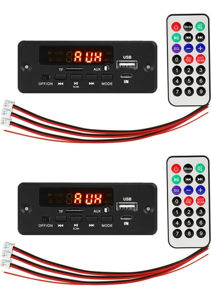 2 Takım 2X25W 50W Amplifikatör Mp3 Çalar Dekoder Kurulu 5V-12V Bluetooth 5.0 Araba Fm Radyo Modülü Desteği Tf USB Aux Oynatıcı (Yurt Dışından)
