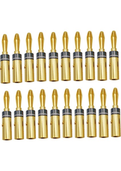 20 Adet Muz Fiş 24 K Altın Kaplama 4 mm Muz Konektörü Ses Jakı Hoparlör Amplifikatör Fişleri Altın + Siyah (Yurt Dışından)