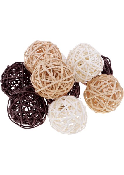 6/10/15X Hasır Rattan Yuvarlak Kase Dolguları Düğün Noel Süs 10 Adet 5 cm (Yurt Dışından)