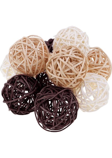 6/10/15X Hasır Rattan Yuvarlak Kase Dolguları Düğün Noel Süs 10 Adet 5 cm (Yurt Dışından)