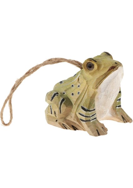 Figürleri Heykel Festivali Püskü Asılı Ahşap Heykel 6.5x4.7x5.5 cm Kurbağa (Yurt Dışından)