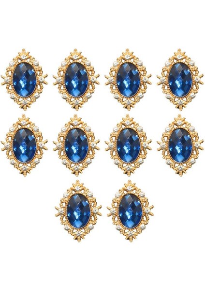 10 Cabochon Flatback Süsleme Düğün Takı Mavi 30X25MM (Yurt Dışından)