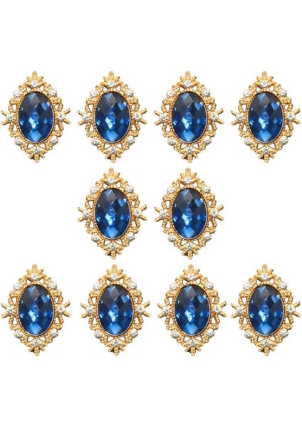 10 Cabochon Flatback Süsleme Düğün Takı Mavi 30X25MM (Yurt Dışından)