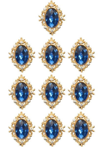 10 Cabochon Flatback Süsleme Düğün Takı Mavi 30X25MM (Yurt Dışından)