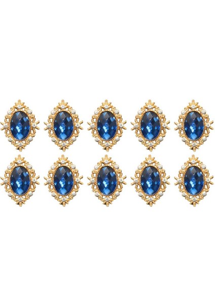 10 Cabochon Flatback Süsleme Düğün Takı Mavi 30X25MM (Yurt Dışından)