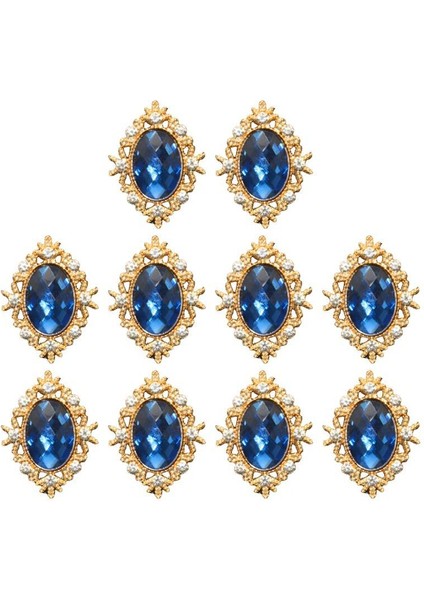 10 Cabochon Flatback Süsleme Düğün Takı Mavi 30X25MM (Yurt Dışından)