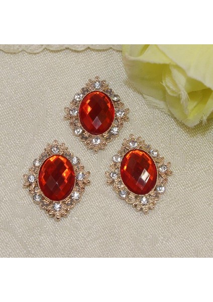10 Cabochon Flatback Süsleme Düğün Takı Dıy Kırmızı 30X25MM (Yurt Dışından)