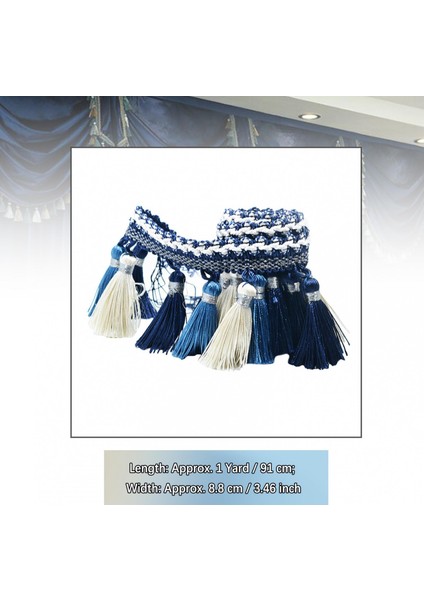 Ş Için 1yard Püskül Saçak Süsleme Mavi + (Yurt Dışından)