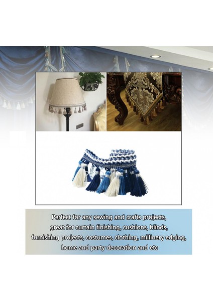 Ş Için 1yard Püskül Saçak Süsleme Mavi + (Yurt Dışından)