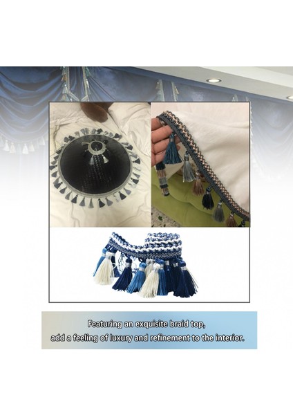 Ş Için 1yard Püskül Saçak Süsleme Mavi + (Yurt Dışından)