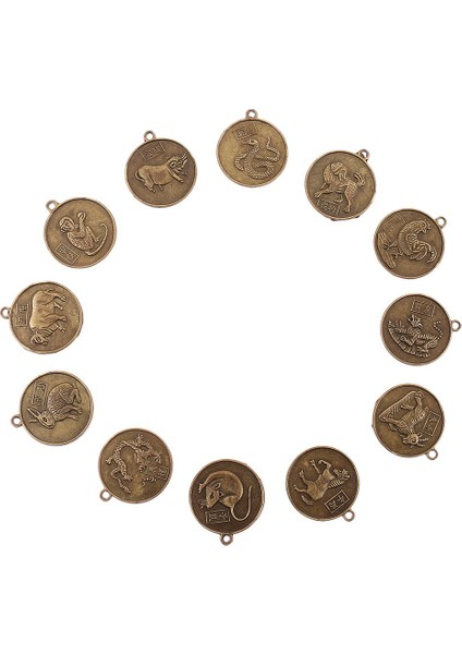 12 Adet/takım Bronz Çin Hayvanları Takılar Kolye Işi El Sanatları (Yurt Dışından)