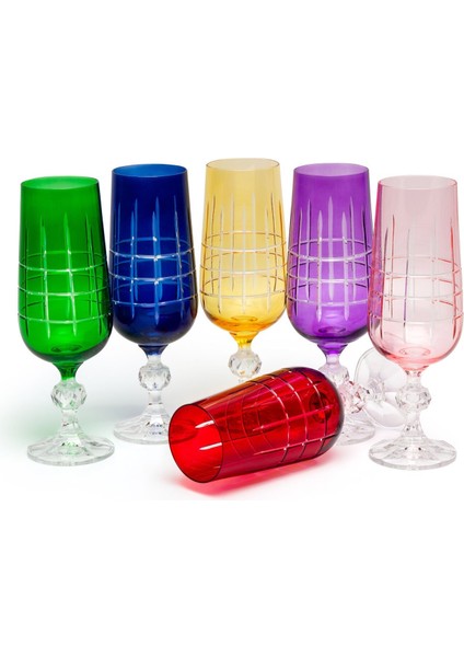 Bohemia Kristal Lime 250ML Renkli Kesme Kahve Su Bardağı
