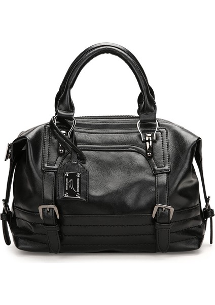 Saf Retro Kadın Çantası Avrupa ve Amerikan Yumuşak El Boston Çantası Omuzdan Askili Çanta Seyahat Çantası (Yurt Dışından)