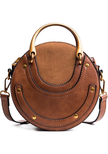 Saf Kadın Küçük Yuvarlak Çanta Moda Mat Dikiş Tek Omuz Messenger Debriyaj (Yurt Dışından)