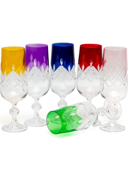Bohemia Kristal Drop 180ML Renkli Kesme Kahve Su Bardağı