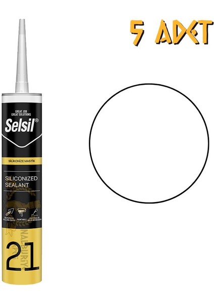 Silikonize Mastik Beyaz 500 Gr. - 5 Adet