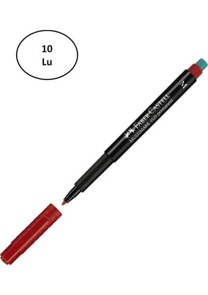 Faber Castell Permanent (M) Kırmızı Kalem 10'lu