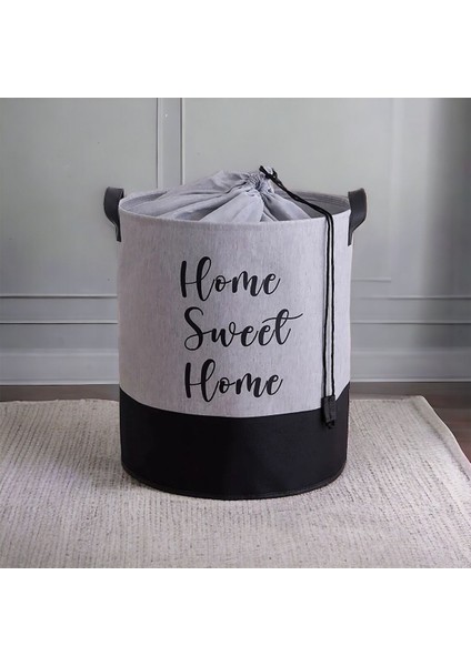Gri Renk Home Sweet Home Baskılı Çok Amaçlı Dekoratif Oyuncak Sepet modelleri