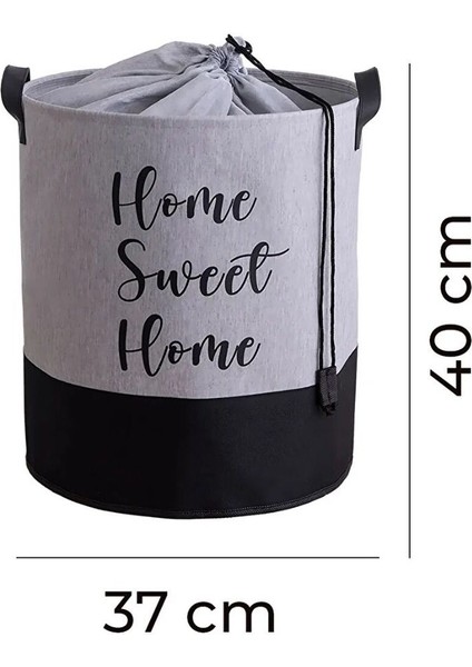 Gri Renk Home Sweet Home Baskılı Çok Amaçlı Dekoratif Oyuncak Sepet fırsatları