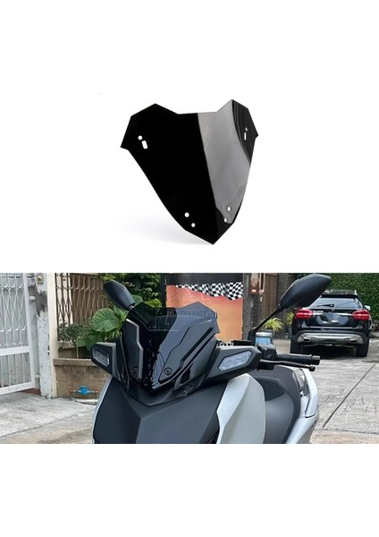 Motosiklet Ön Cam Sineklik X-MAX300 X-Max 300 XMAX300 Xmax 300 2023 Ön Cam Koruma (Siyah) (Yurt Dışından)