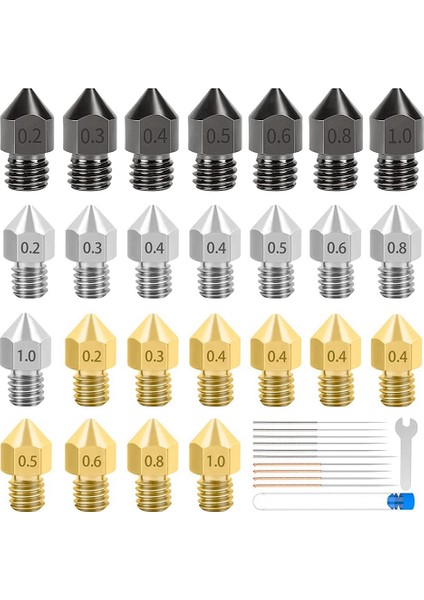 25PCS 3D Yazıcı 10 Adet Temizleme Iğnesi ile Aşınmaya Dayanıklı Nozul (Yurt Dışından)