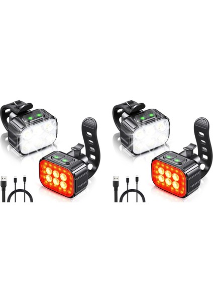 Bisiklet USB Şarj Edilebilir LED Işık, Bisiklet Ön ve Arka Işık (Yurt Dışından)
