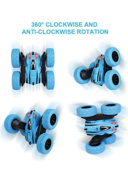 1:24 Rc 2.4ghz Çift Taraflı 360° Işıklı 4WD Çocuklar Için Arabalar (Yurt Dışından)