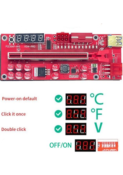 Adet VER014 Pro Pcı-E 1x Ila 16X Grafik Yükseltici Kartı 10 Kapasitör/sıcaklık Probu Için B250/B250C/B75 Btc Madencilik (Yurt Dışından)