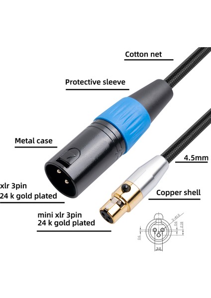 Mini Xlr Erkek - Xlr Dişi Adaptör Kablosu Dengeli Kablo, 1ft/0. (Yurt Dışından)