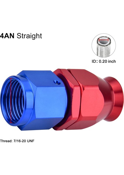 2 Adet Döner Hortum Ucu Bağlantısı Düz 4AN 0 Derece Düz Ptfe Hortum Ucu Sadece Ptfe E85 Yakıt Hattı Montaj Adaptörü (Yurt Dışından)