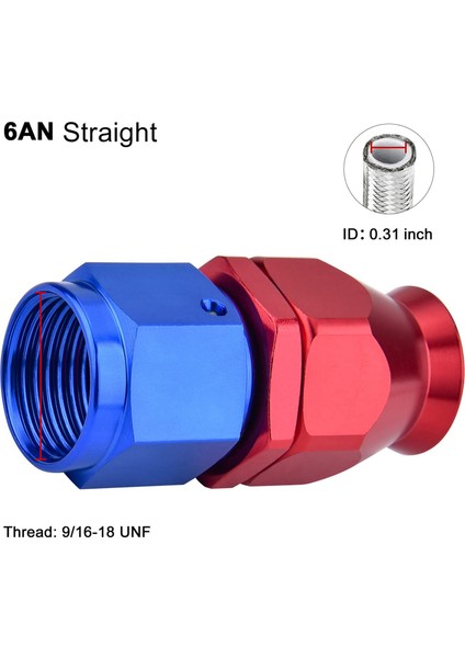 2 Adet Döner Hortum Ucu Bağlantısı Düz 4AN 0 Derece Düz Ptfe Hortum Ucu Sadece Ptfe E85 Yakıt Hattı Montaj Adaptörü (Yurt Dışından)