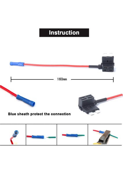 12V 15 Amp Araba Ek-A-Devre Sigorta Adaptörü Orta Bıçak Sigorta Tutucu (Yurt Dışından)