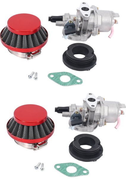 2 Soke 47CC 49CC Motor Parçaları Için Karbüratör + Kırmızı Filtre + Yığın (Yurt Dışından)