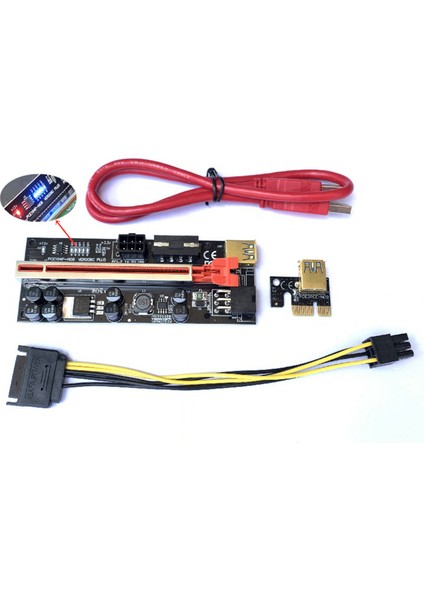 Yükseltici 009C Artı Pcı-E Pcıe Yükseltici Video Kartı Için Pcı Express Adaptörü Molex 6pin Sata USB 3.0 Kablosu X1 X16 (5 Paket) (Yurt Dışından)