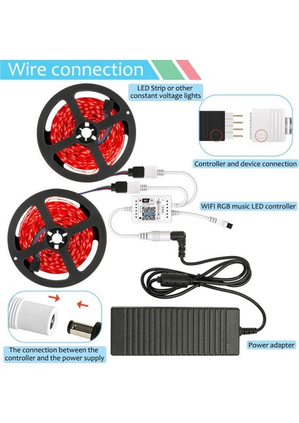 LED Sip Light + Kızılötesi Uzaktan Kumanda Için Wifi Akıllı Rgb Müzik Kontrol Cihazı (Yurt Dışından)