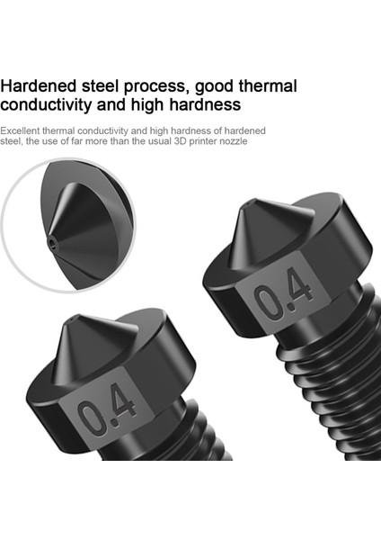 3D Yazıcı Için 5 Adet M6 Konu Sertleştirilmiş Çelik Nozul, (0.4mm) (Yurt Dışından)