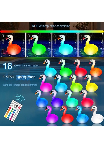 Yüzen Havuz Işıkları Rgb Kısılabilir Güneş Kuğu Havuz Işıkları Şişme (Yurt Dışından)