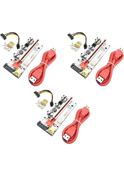 Btc Gpu Madenciliği Destekli Adaptör Kartı Için 3 Adet VER010-X Pcıe Yükseltici (Yurt Dışından)