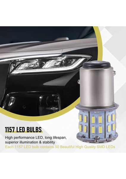 2 Adet 6000K Beyaz 1157 50SMD Kuyruk Fren LED Ampul BAY15D 12V (Yurt Dışından)