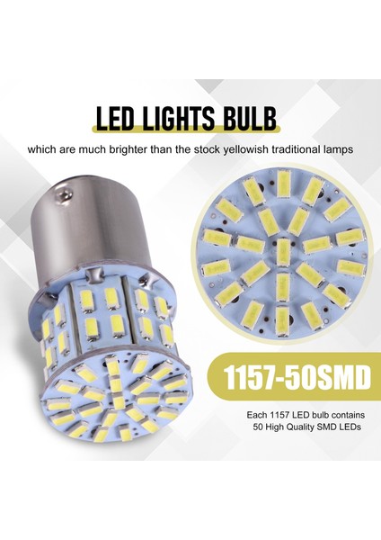 2 Adet 6000K Beyaz 1157 50SMD Kuyruk Fren LED Ampul BAY15D 12V (Yurt Dışından)
