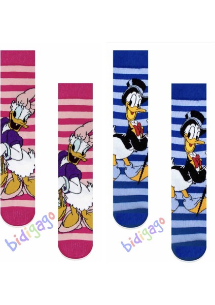 2'li Daffy Duck- Daisy Duck Desenli Sevgili Çorabı